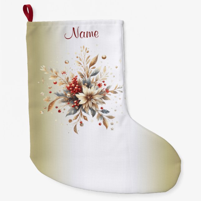 Modern Helgdag Flowers Stocking Stor Julstrumpa (Framsidan)