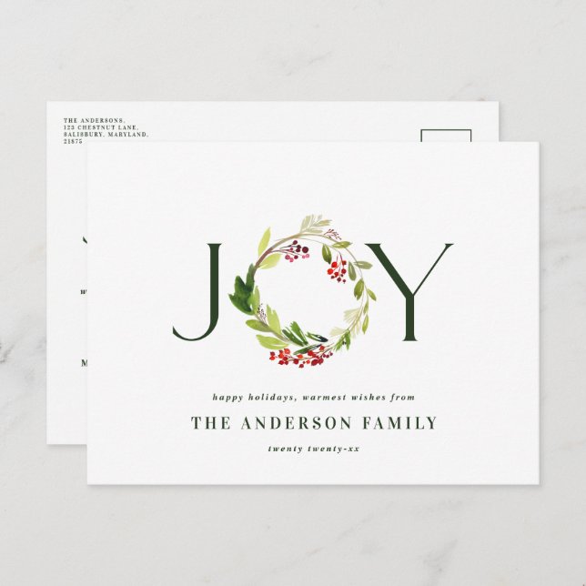 Modern helgdag för botanisk elegant med vattenfärg helg vykort (Fram/baksida)