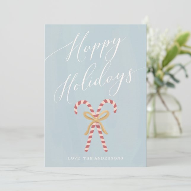 Modern Helgdag för Candy cane-calligrafi Julkort (Stående Fram)
