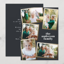 Modern helgdag för multifotofamilj i guld