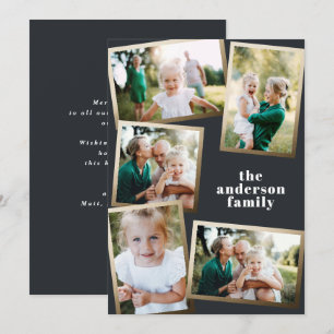 Modern helgdag för multifotofamilj i guld