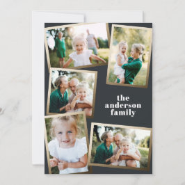 Modern helgdag för multifotofamilj i guld
