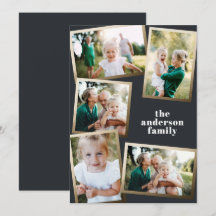 Modern helgdag för multifotofamilj i guld