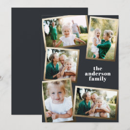 Modern helgdag för multifotofamilj i guld