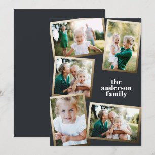 Modern helgdag för multifotofamilj i guld
