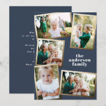 Modern helgdag för multifotofamilj i guld