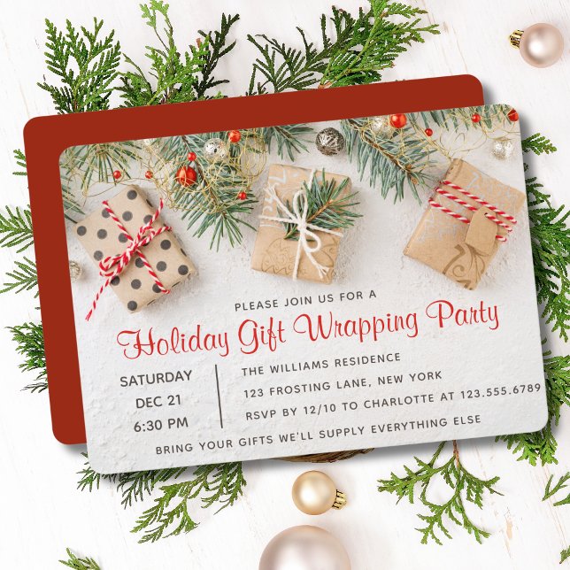 Modern Helgdag Gift Wrapping Party-inbjudan Inbjudningar (Skapare uppladdad)