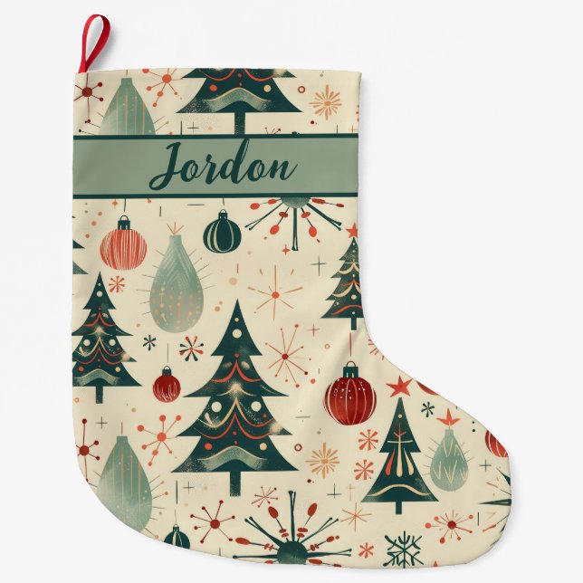 Modern Helgdag i mitten av århundradet Stor Julstrumpa (Framsidan)