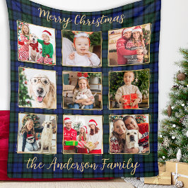 Modern Helgdag-ingång för Family Photo Collage Anp Fleecefilt