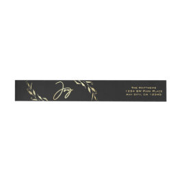Modern Helgdag Joy Faux Guld Black Botanical Etikettband