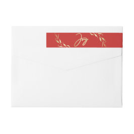 Modern Helgdag Joy Faux Guld Red Botanical Etikettband