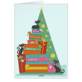 Modern Helgdag-katter i mitten av århundradet Hälsningskort