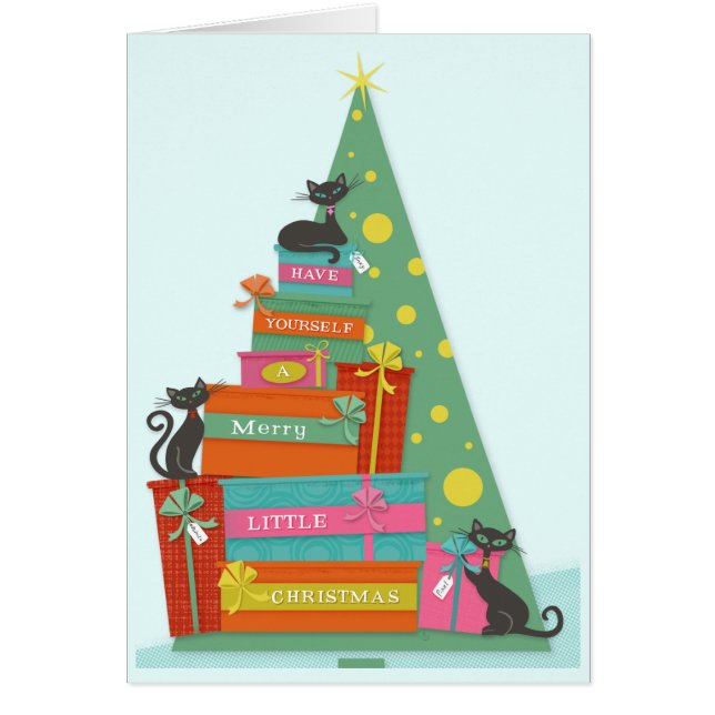 Modern Helgdag-katter i mitten av århundradet Hälsningskort (Framsidan)