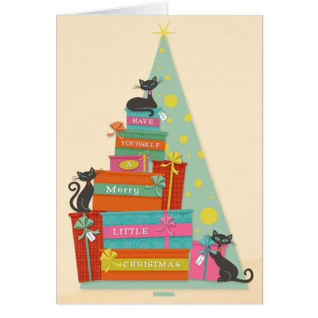 Modern Helgdag-katter i mitten av århundradet Hälsningskort (Framsidan)