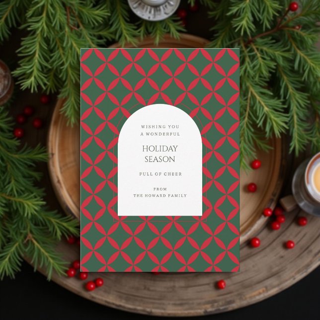 Modern Helgdag-kort för Retro Grönt Red Mid Centur (Skapare uppladdad)