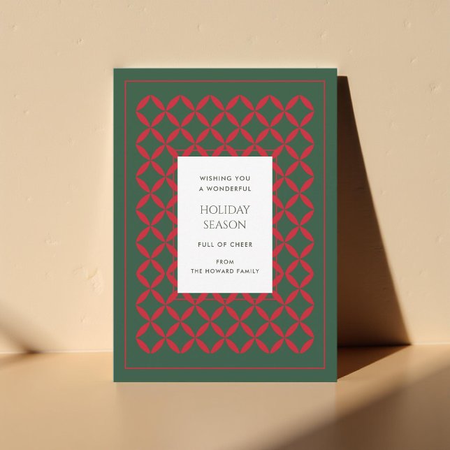 Modern Helgdag-kort för Retro Grönt Red Mid Centur (Skapare uppladdad)