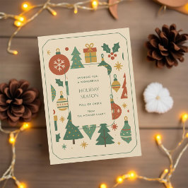 Modern Helgdag-kort för Retro Grönt Red Mid Centur