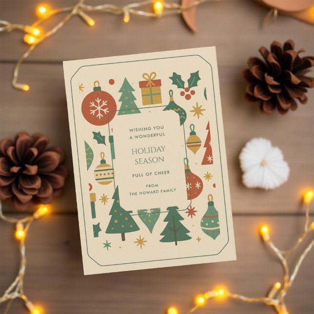 Modern Helgdag-kort för Retro Grönt Red Mid Centur (Skapare uppladdad)