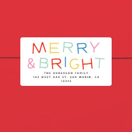 Modern Helgdag Merry & Bright-Returadress Adressetikett