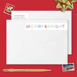 Modern Helgdag Merry & Bright-Returadress Etikettband