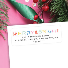 Modern Helgdag Merry & Bright-Returadress Returadress Etikett