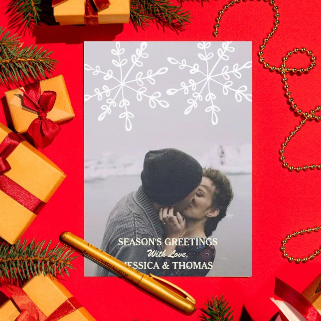 Modern Helgdag Photo Snöflingor-julkort Julkort (Skapare uppladdad)