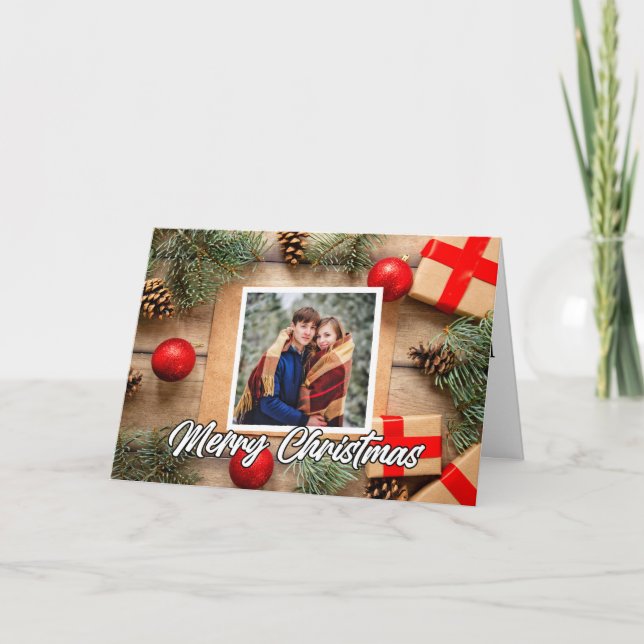 Modern Helgdag Photo Template God jul Helgkort (Framsida)