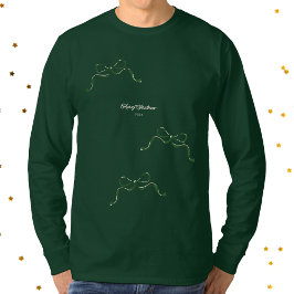 Modern Helgdag Tiny Grönt Bow-jul T Shirt