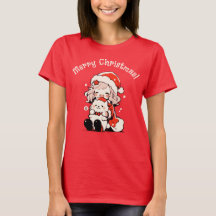 Modern Helgdag Whimsical Girl med Hund jul