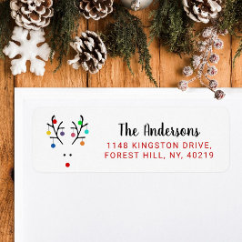 Modern Helgdag Whimsique rener jul Returadress Etikett