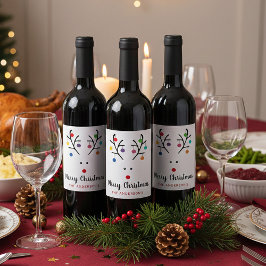 Modern Helgdag Whimsique rener jul Vinflaska Etikett