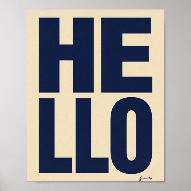 Modern HELLO Fet stilartat affisch  (Framsidan)
