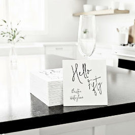 Modern Hello Fifty Script 50th Birthday Party Pappersservett