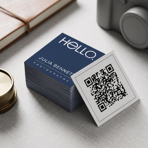 Modern "Hello" typografisk design Fyrkantigt Visitkort