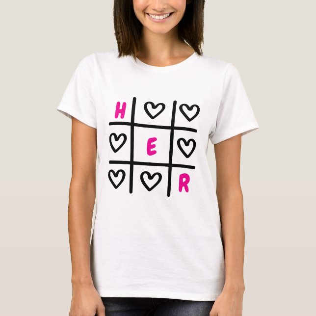 Modern HER Valentindag T Shirt (Framsida)
