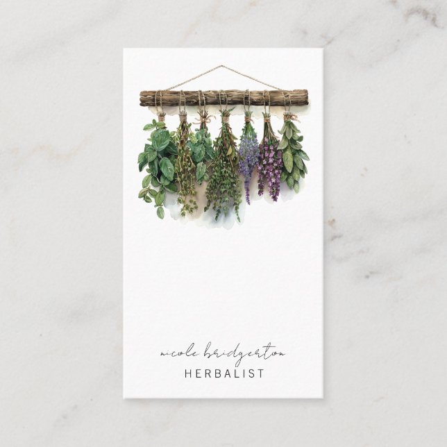 Modern Herbalist Hanging Torkade växter Naturopath Visitkort (Framsida)