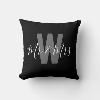 Modern Herr Fru Svart Vitt Monogram Kudde
