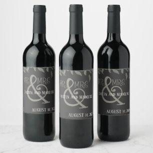 Modern Herr och fru Black Enkel Elegans Kreativite Vinflaska Etikett