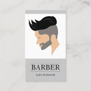 Modern Herrars Hårstilsillustration Grå Barberare Visitkort