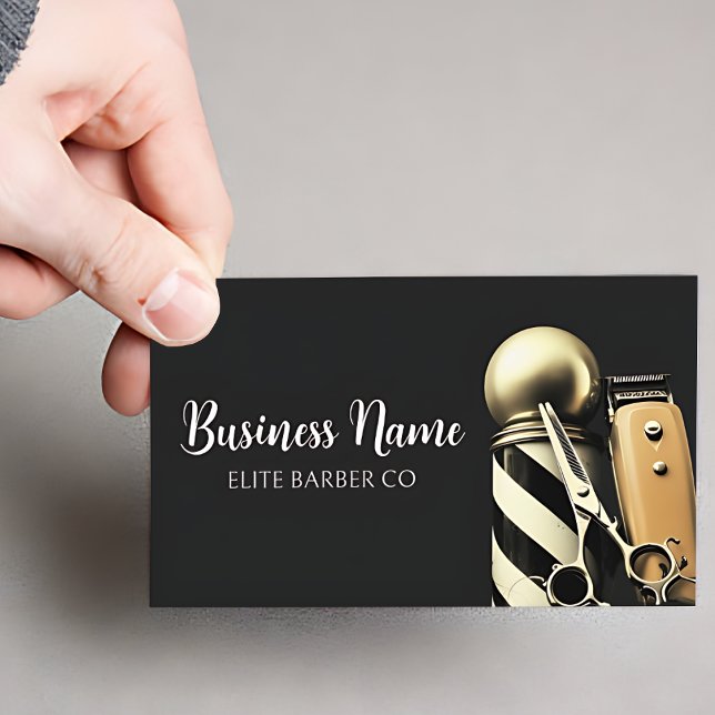 Modern Herrgård Affärs Kort med Redigerbar Text (Modern Barber Business Card)