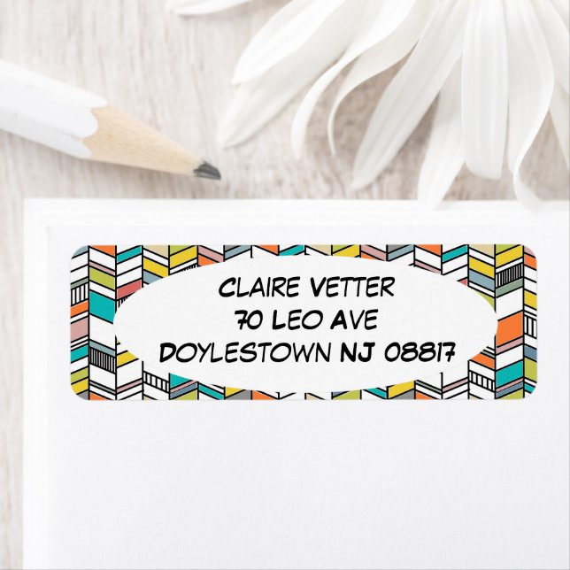 Modern Herringbone i mitten av århundradet Returadress Etikett (Insitu)
