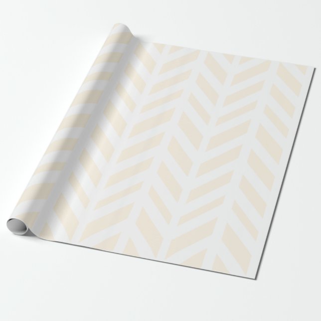 Modern Herringbone & solbränna för vit Presentpapper (Utrullad)