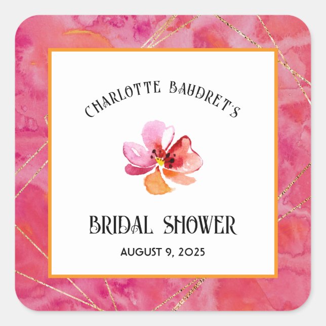 Modern Hett Färg Fyrkantigt Klistermärke (Framsida)