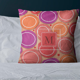 Modern Hett Pinks Lila Abstrakt Circles Monogram Kudde