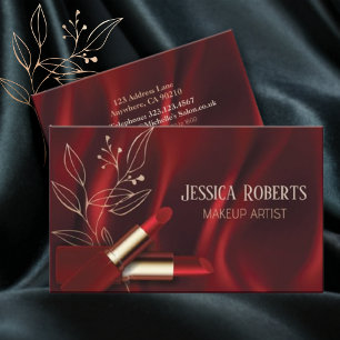 Modern Hett Red Velvet Makeup Artist Visitkort