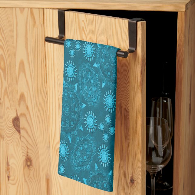 Modern Hexa Arktis Ursidae Mandala Kitchen Towels Kökshandduk (Thirds Fold)