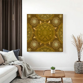 Modern hexa golden ursidae mandala art canvastryck