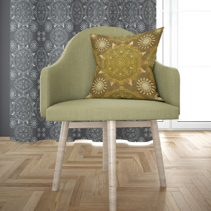 Modern hexa golden ursidae mandala art kudde