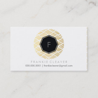 MODERN HEXAGON monogram spot guld sketched mönster Visitkort