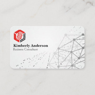 Modern Hexagonal Tech-Logotyp   Nätverksbakgrund Visitkort